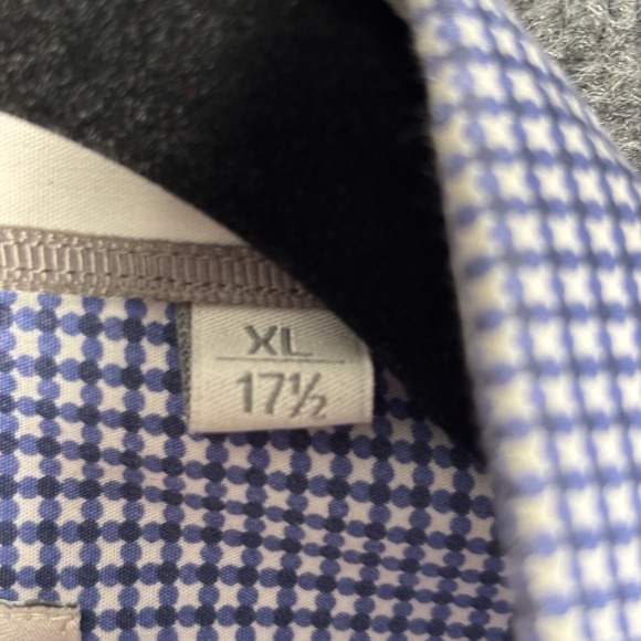 Christian‎ Lacroix Men's XL Shirt Blue/White Cotton Micro-Check Contemporary Fit - Picture 5 of 16